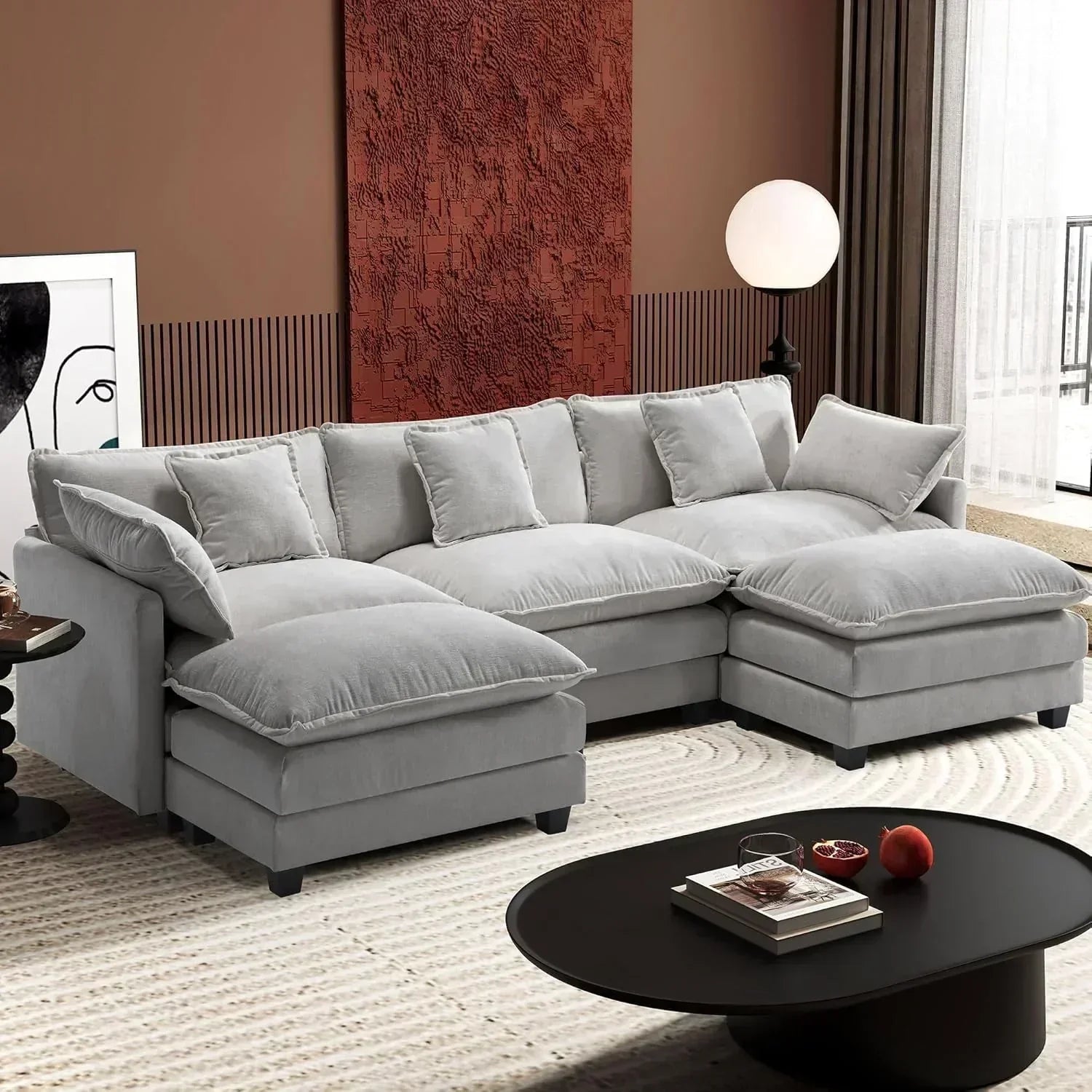 ihanherry 146-inch U-shaped modern sofa modular area cloud sofa